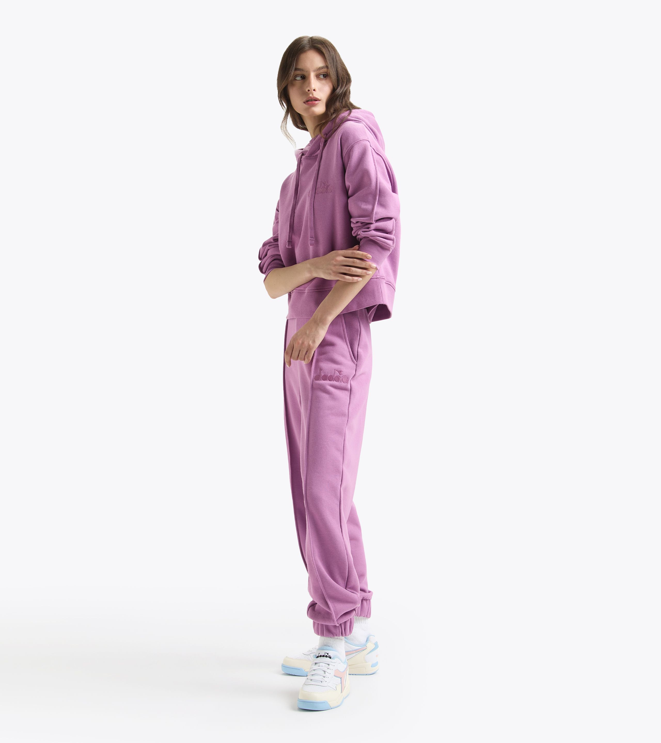 L. HOODIE ATHLETIC LOGO TRACKSUIT pink Unbrushed cotton tracksuit