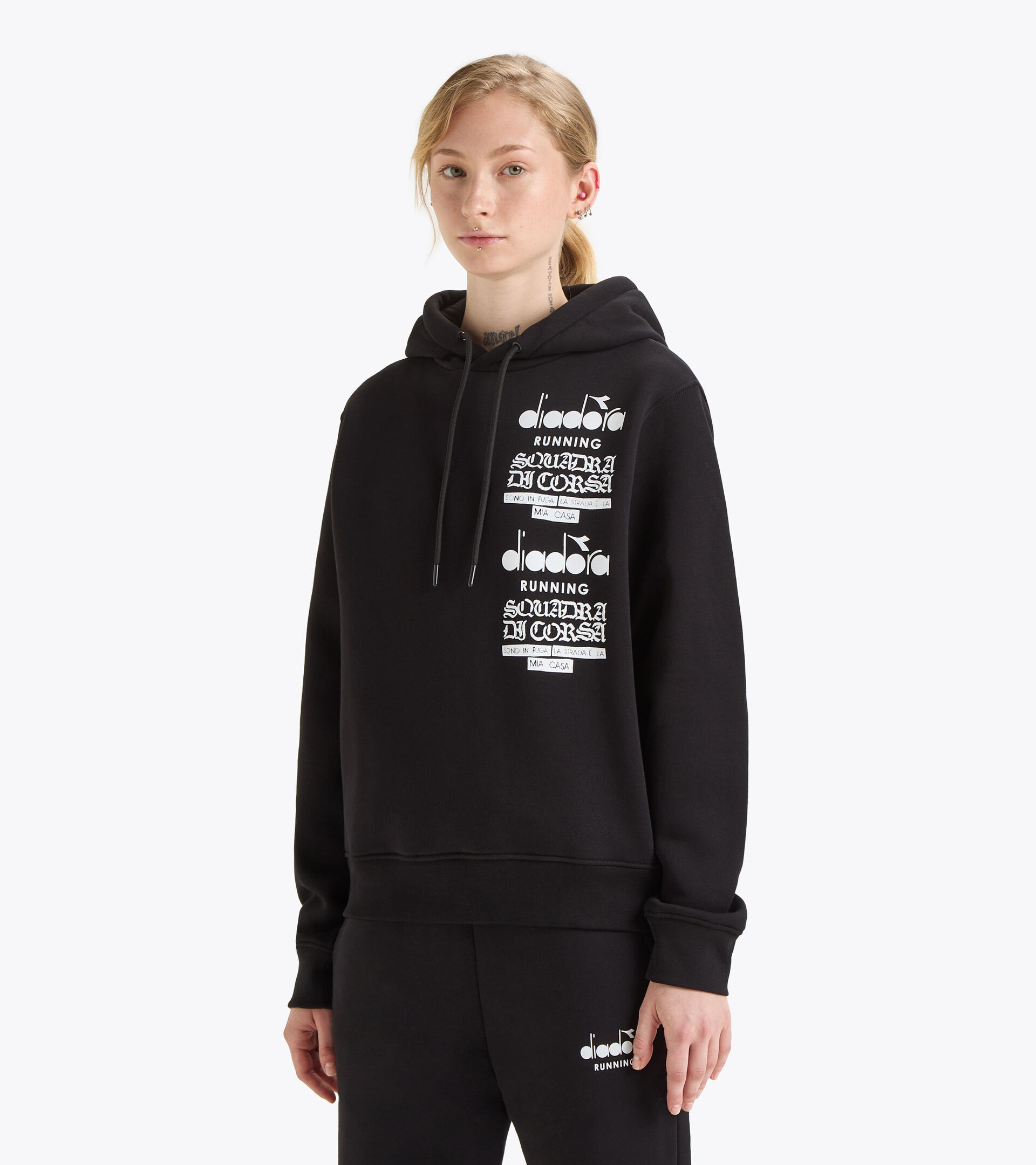 Squadra di Corsa hoodie - Gender Neutral HOODIE SQUADRA DI CORSA BLACK - Diadora