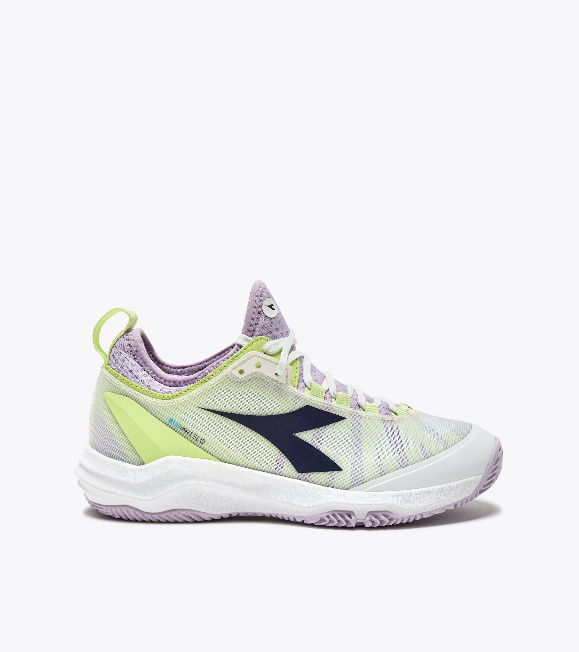 Chaussures de tennis pour terrains en terre battue - Femme  SPEED BLUSHIELD FLY 4 + W CLAY WHITE/ASTRAL AURA - Diadora