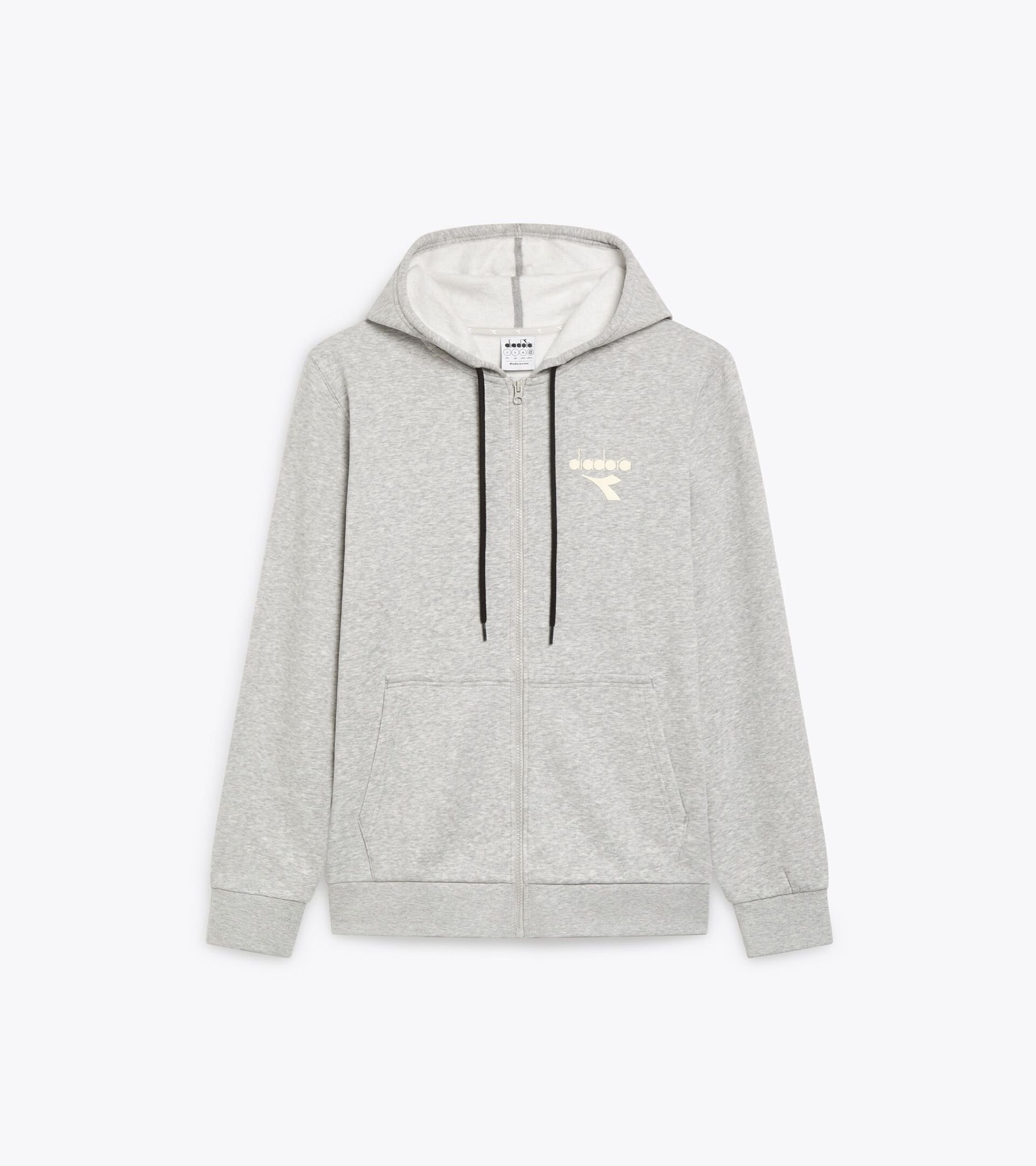 Sporty hoodie - Men’s HOODIE FZ ESS. SPORTS LIGHT MIDDLE GRAY MELANGE - Diadora