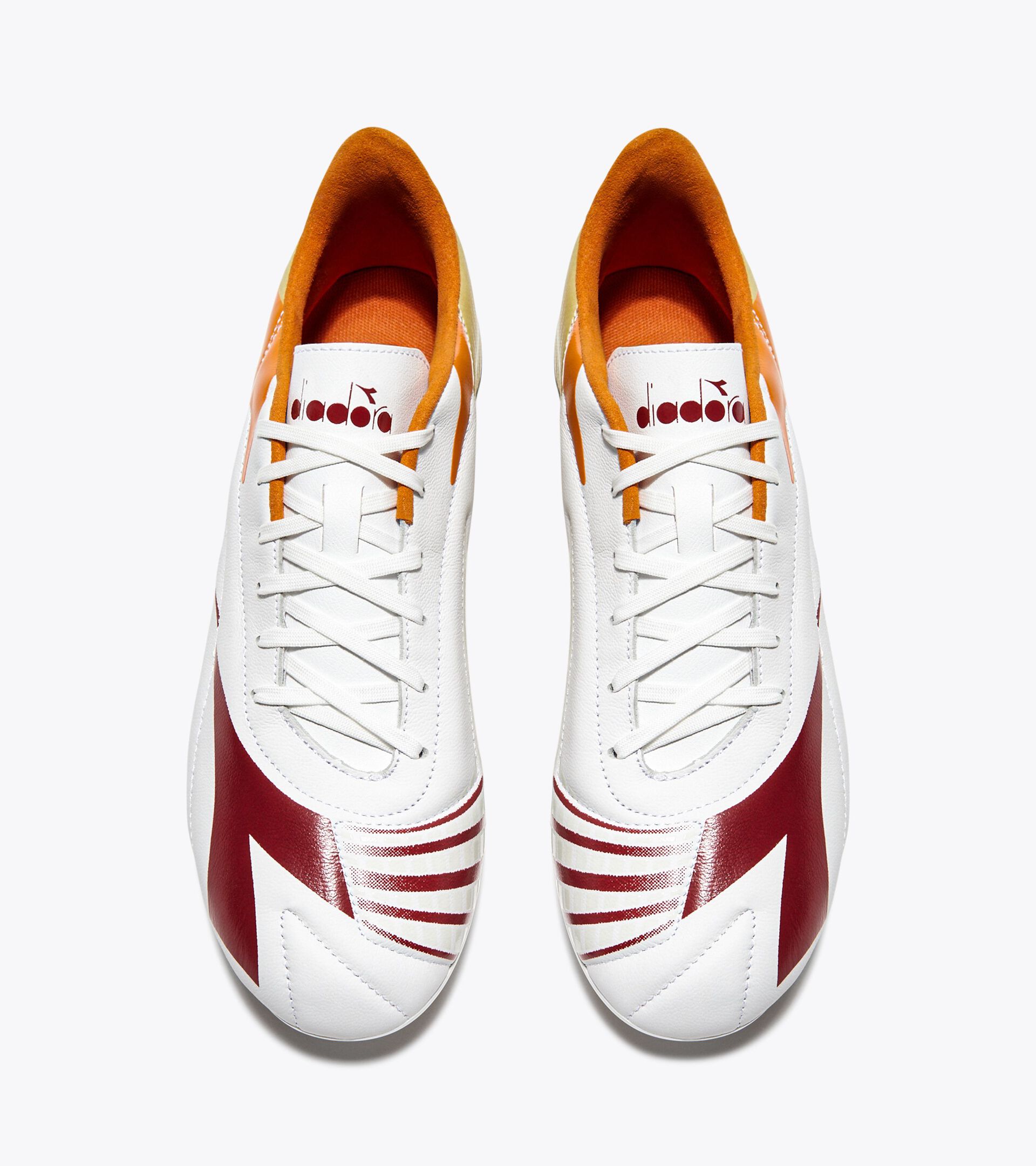 Chaussures de football en cuir pour terrains compacts - Homme MAXIMUS ELITE LT SLP12 WHITE/CHILI PEPPER/RUSSET ORANGE - Diadora