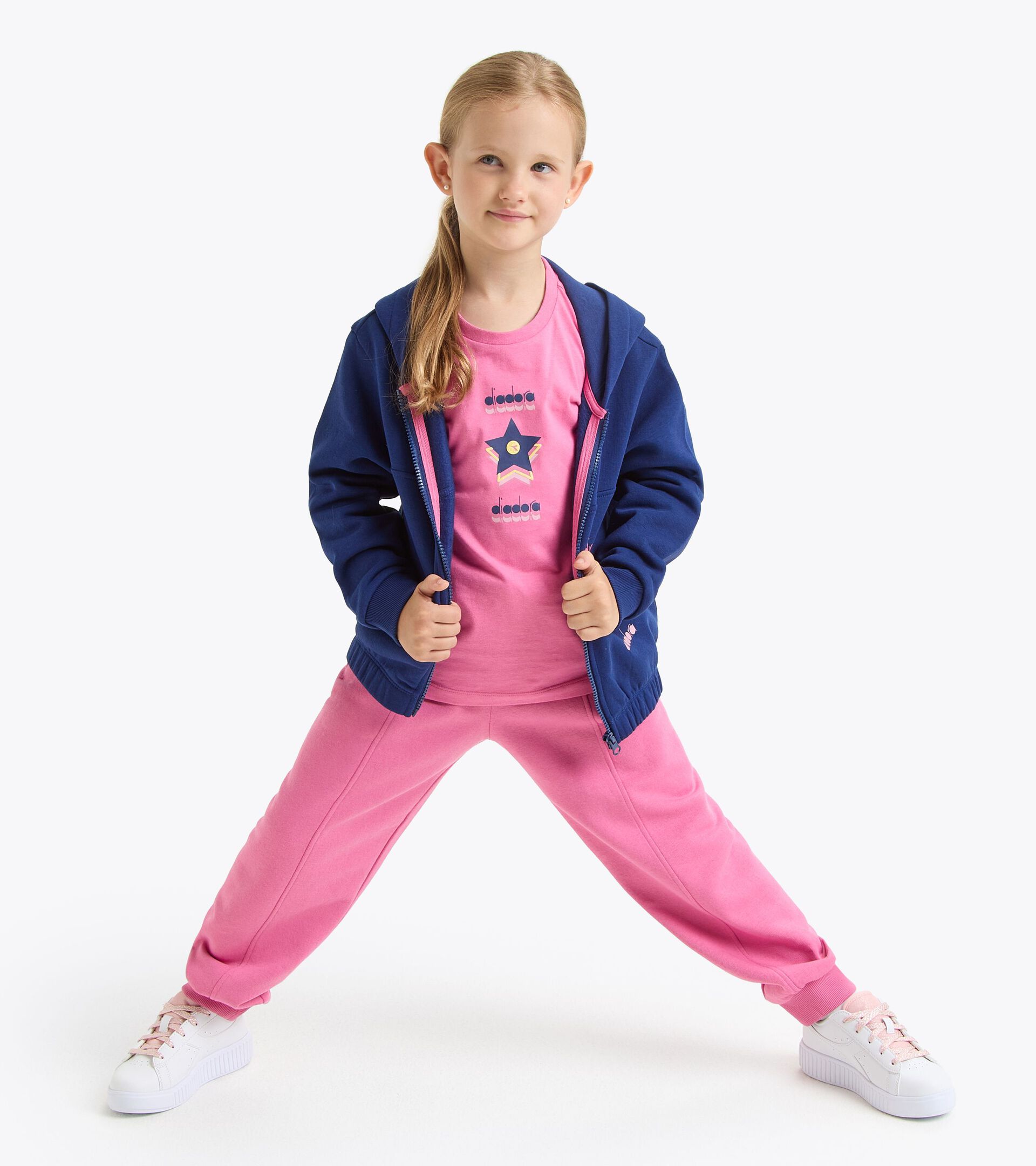 Coordinated tracksuit - Girls 
 JG. TRACKSUIT HD FZ LOGO SALTIRE NAVY - Diadora