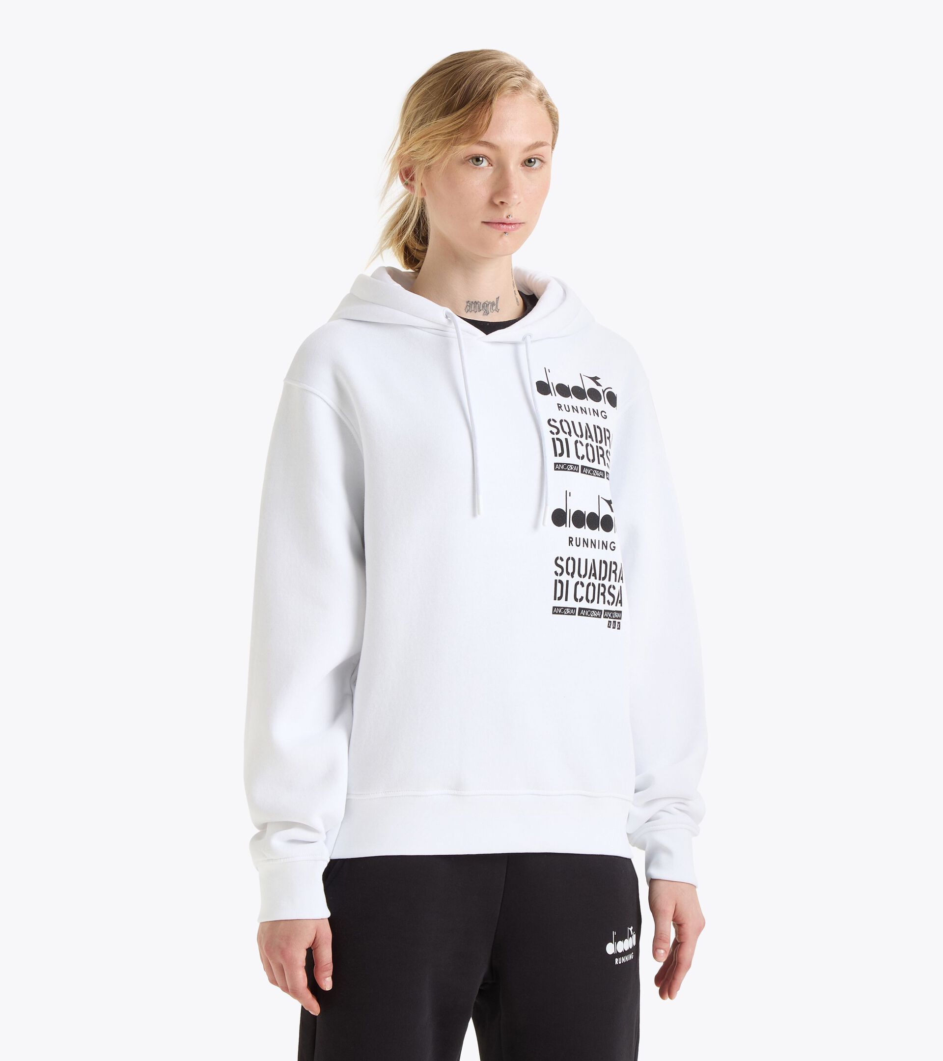 Squadra di Corsa Kapuzenpullover – Geschlechtsneutral HOODIE SQUADRA DI CORSA STRAHLEND WEISSE - Diadora